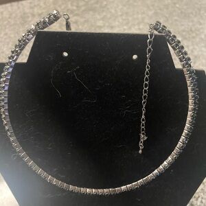 Silver With Black Stones Choker Necklace